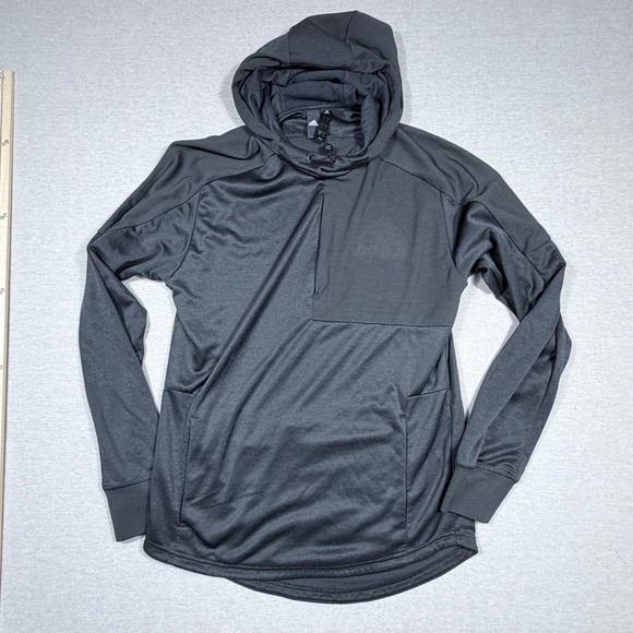 adidas Other - Adidas Mens Small Gray Textured Mesh Pullover Hoodie Zipper Chest Pocket Outdoor